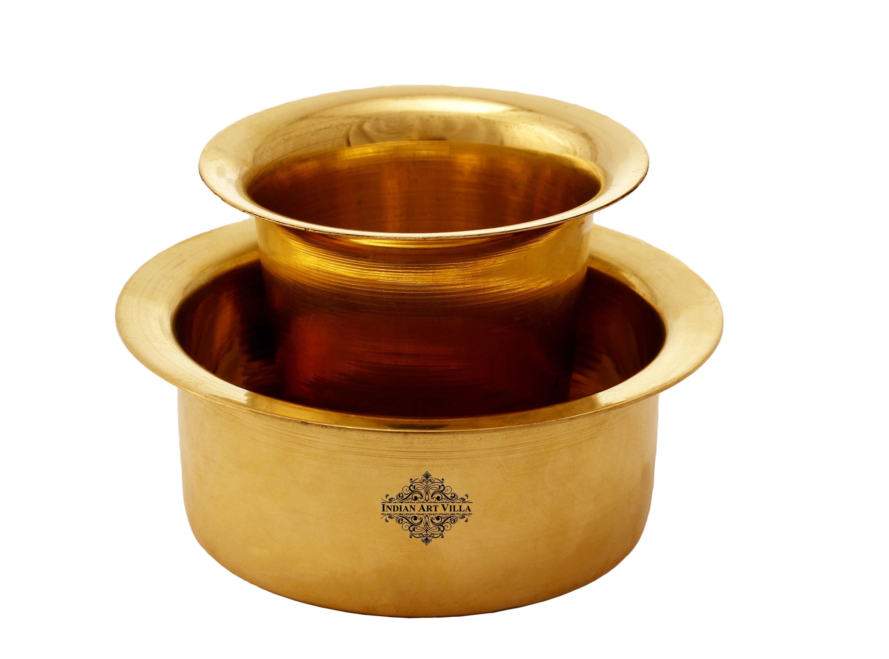 Pure Brass Dabra Set With 400 ML Capacity - Shine Finish